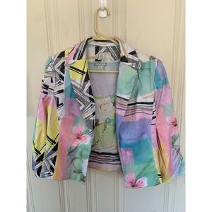 Alberto Makali‎ Colorful Floral Abstract Blazer Jacket Size L